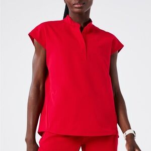 Figs Rafaela Scrub Top Pop Red